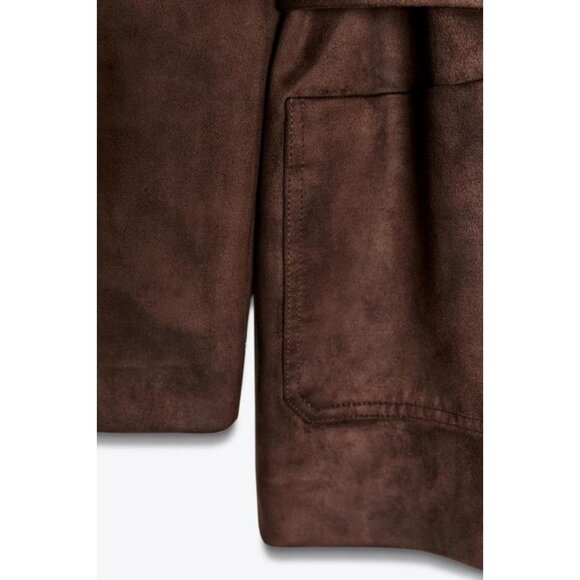ZARA SUEDE EFFECT JACKET WITH BELT - Picture 10 of 10